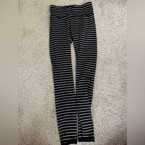 Athleta Black and White Striped Leggings
